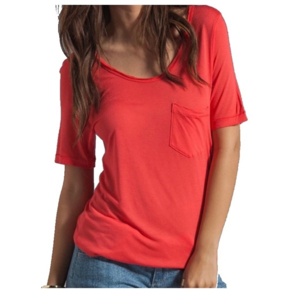 Feel the Piece "Taste Tee" in Daiquiri Red Tissue Micro Modal Pocket Tee, XS